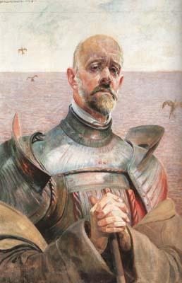 Malczewski, Jacek Self-Portrait in Armour (mk19) France oil painting art